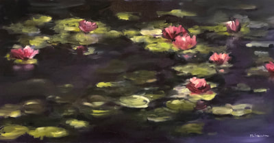 beautiful lily pads painting