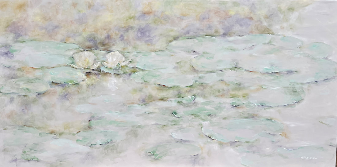 white waterlily lilypond painting nadia Lassman art toronto
