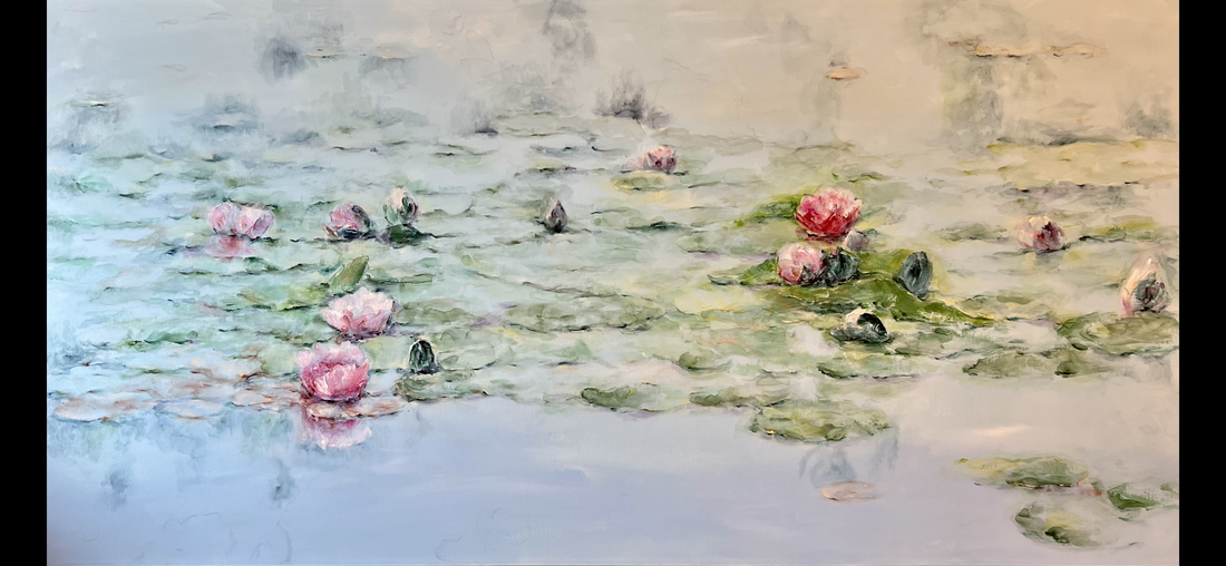 image water lilies in lily pond  nadia Lassman art toronto