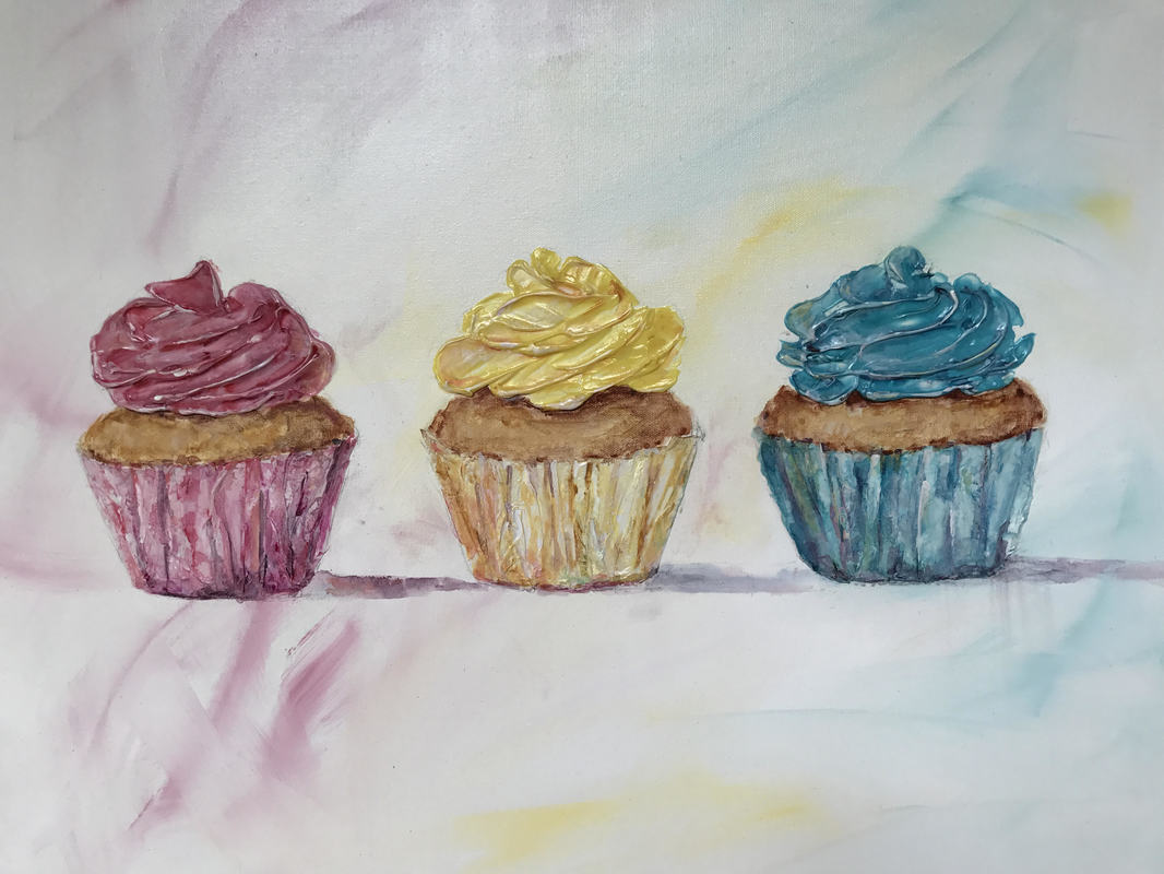 colourful cupcakes image painting nadia Lassman art toronto