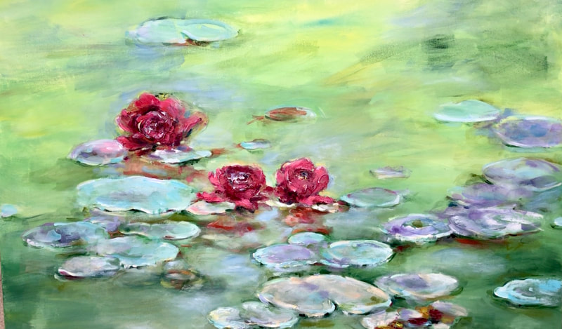 vibrant pink waterlilies in an exciting lilypond