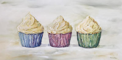 three cupcakes painting nadia lassman artist