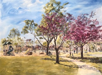 wanless park painting nadia lassman artist families playing in the park