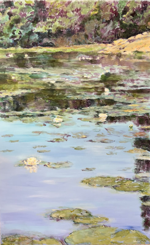 white water lilies painting with georgian bay rock in muskoka
