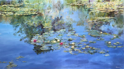 lily pond, lassman, lilypond painting, impressionist