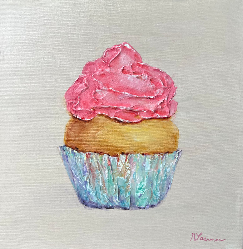 pink icing cupcake painting 