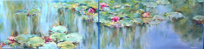 pink waterlilies in a lilypond