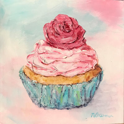 single cupcake painting nadia lassman artist