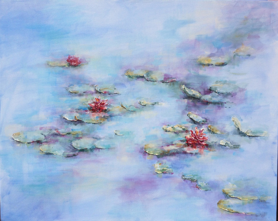 three red lillies monet image painting nadia Lassman art toronto