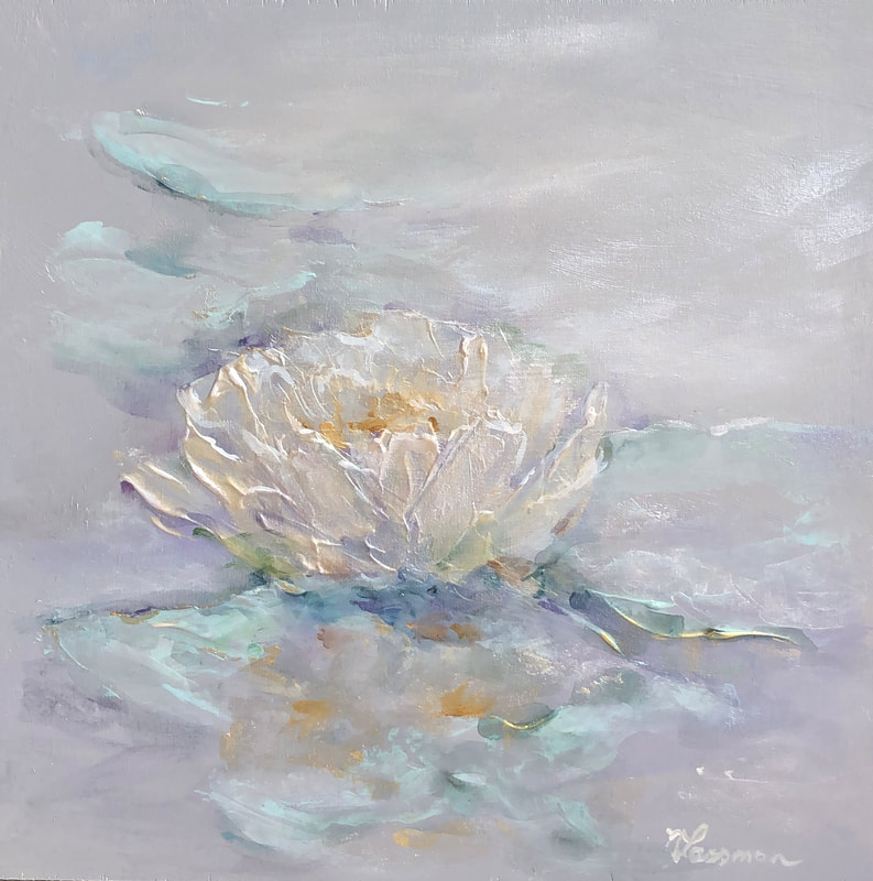 soft white silvery waterlily on a grey background